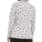 Blusa feminina Karen Scott com estampa de gatos e laços, gola falsa, cinza, tamanho P