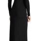 Vestido longo de festa longo com strass preto e manga comprida, decote em V, tamanho 10, da Ralph Lauren