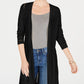 Cardigan feminino Pointelle Duster da Charter Club, preto, tamanho pequeno