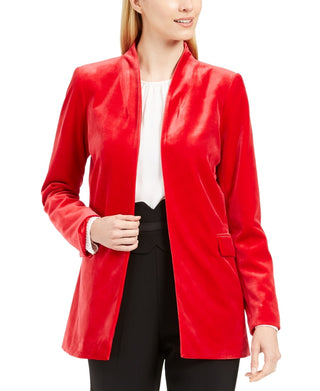 Calvin Klein Blazer longo de veludo feminino vermelho tamanho 4
