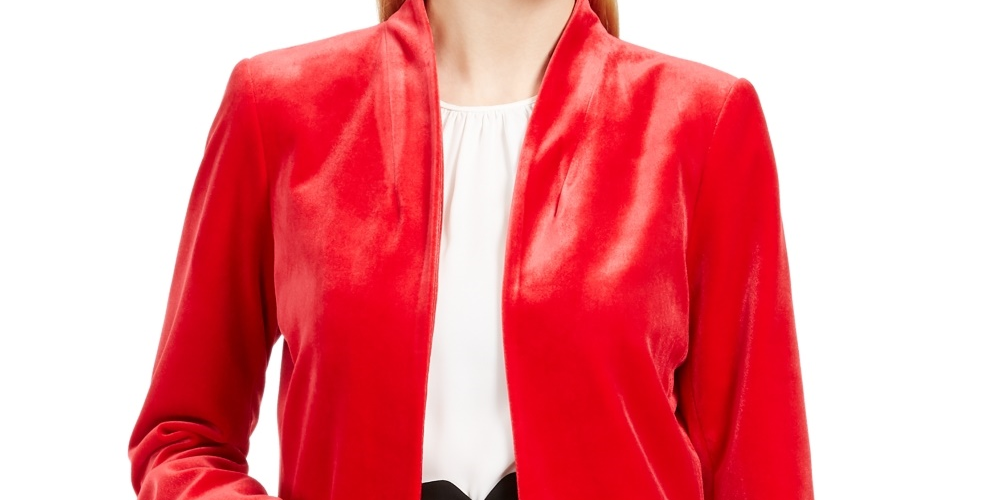Calvin Klein Blazer longo de veludo feminino vermelho tamanho 4