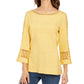 Top de crochê feminino Charter Club com detalhes, amarelo, tamanho pequeno