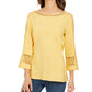Top de crochê feminino Charter Club com detalhes, amarelo, tamanho grande