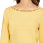 Top de crochê feminino Charter Club com detalhes, amarelo, tamanho médio