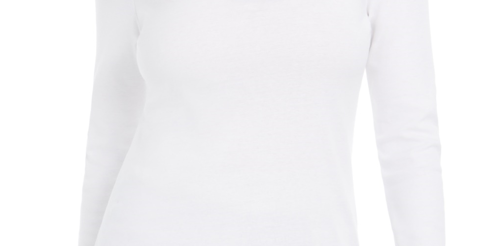 Camiseta feminina de gola alta Pima Charter Club, branca, tamanho X-G