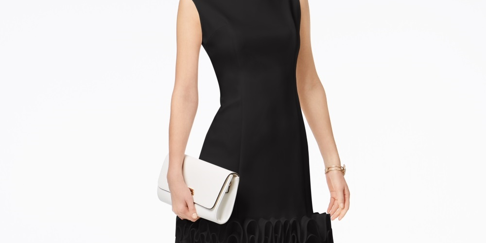 Vestido justo com babados Donna Ricco feminino, preto, tamanho 4