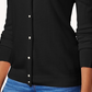 Cardigan feminino Karen Scott com botões e contas, preto, tamanho XX-G