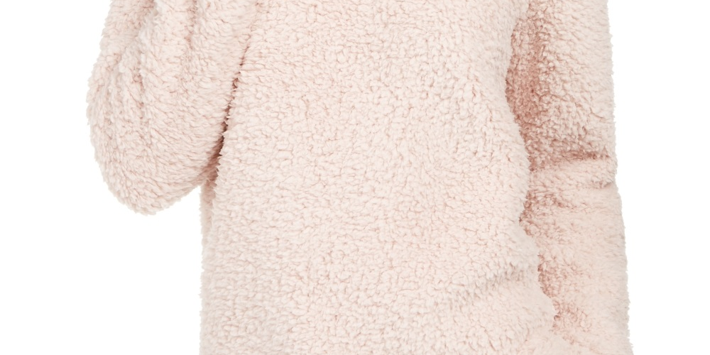 Suéter feminino estilo &amp; co sherpa gola alta rosa tamanho médio