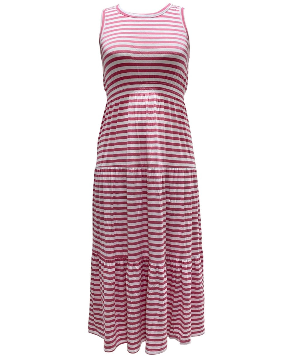 Vestido longo listrado sem mangas feminino Style &amp; Co, rosa, tamanho X-S