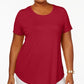 JM Collection Top feminino plus size manga curta vermelho tamanho 0X