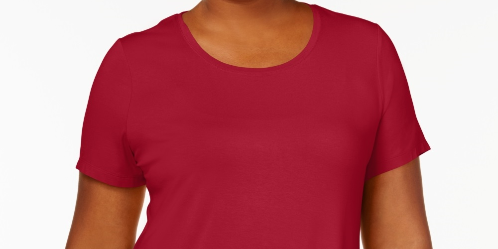 JM Collection Top feminino plus size manga curta vermelho tamanho 0X