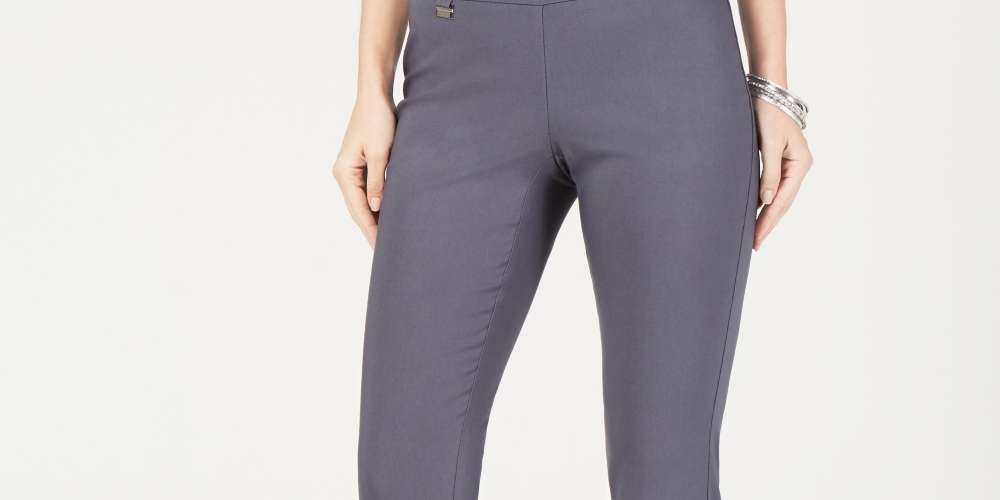 Calça skinny Alfani feminina Petite Tummy-Control Pull-On Petite &amp; Petite Short cinza tamanho 22X5