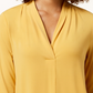 Charter Club Top Feminino Petite Plissado Manga 3/4 Tamanho Dourado Petite Médio