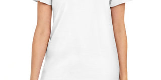 Camiseta feminina Karen Scott de algodão com gola recortada, branca, tamanho pequeno