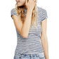 Camiseta feminina listrada Night Sky manga curta Free People, azul, tamanho pequeno