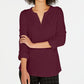 Charter Club Supima Cotton Top feminino com decote dividido, vermelho, tamanho XX-G