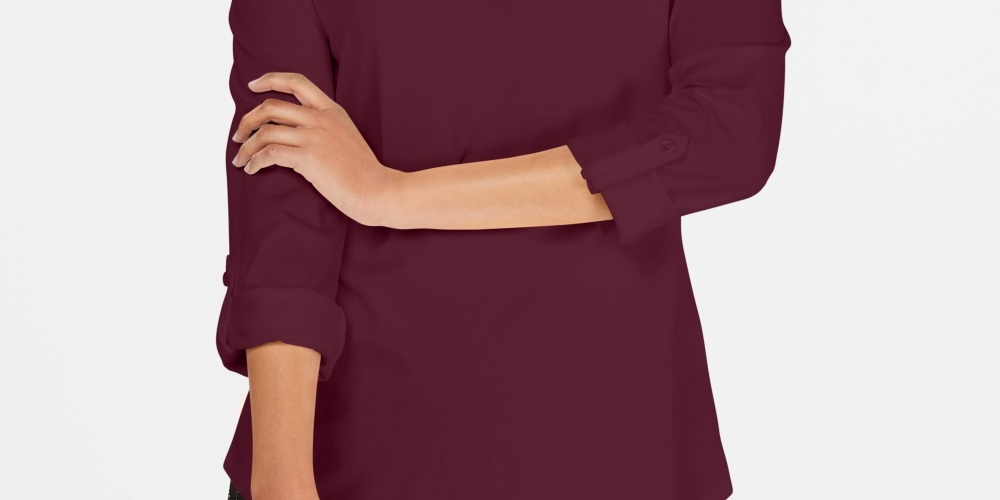 Charter Club Supima Cotton Top feminino com decote dividido, vermelho, tamanho XX-G