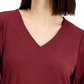 Blusa feminina JM Collection com manga bufante e decote em V, vinho, tamanho extragrande