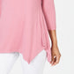 JM Collection Top feminino com decote em V e bainha em lenço, rosa, tamanho pequeno