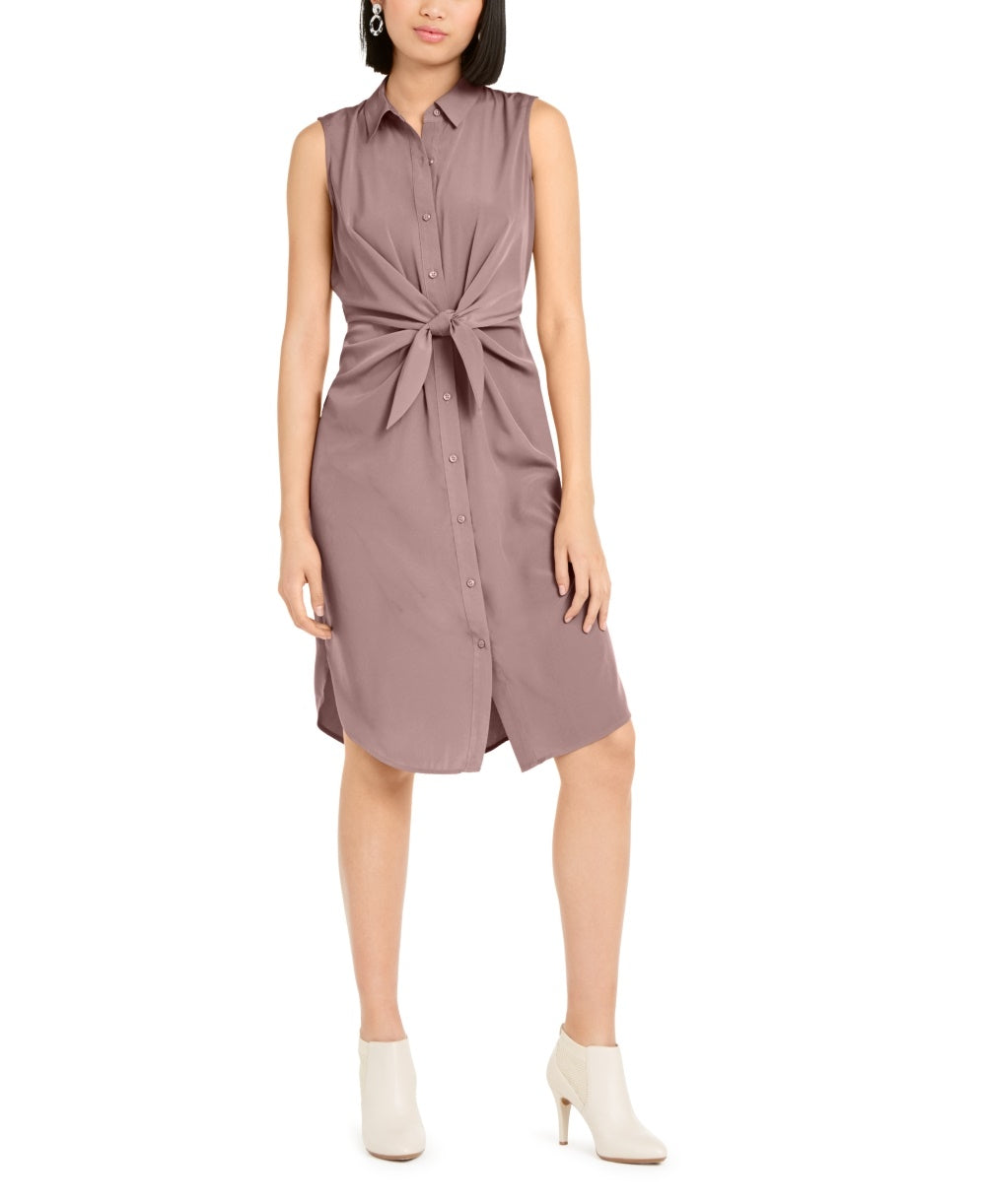 Vestido-camisa Alfani feminino pequeno com amarração frontal, rosa, tamanho 16 pequeno