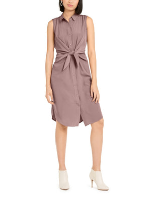 Vestido-camisa Alfani feminino pequeno com amarração frontal, rosa, tamanho 16 pequeno