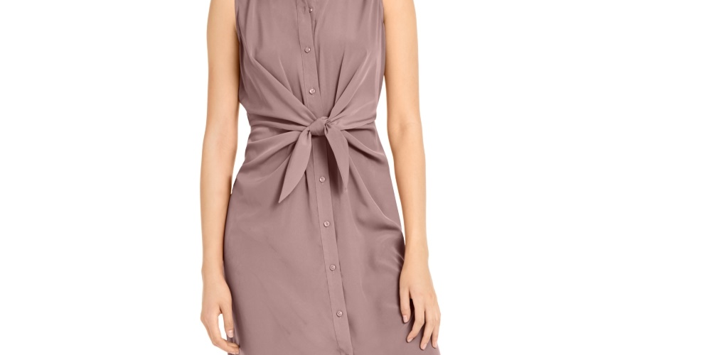 Vestido-camisa Alfani feminino pequeno com amarração frontal, rosa, tamanho 16 pequeno