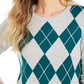 Suéter feminino Charter Club Argyle com gola redonda, verde, tamanho pequeno