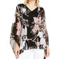 Blusa feminina Alfani com estampa floral e babados, preta, tamanho pequeno médio