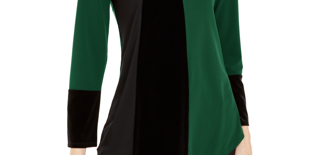 Blusa Alfani Feminina Petite Assimétrica com Barra Colorida Verde Tamanho PXL