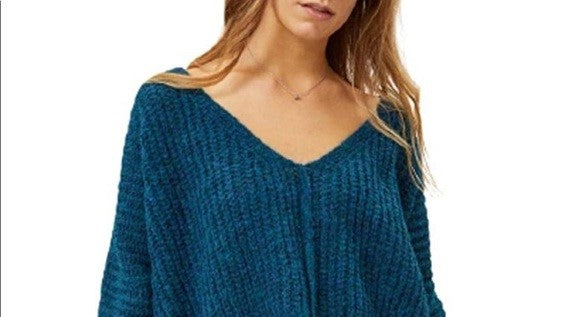 Suéter feminino Moonbeam com decote em V, azul, tamanho extrapequeno, da Free People