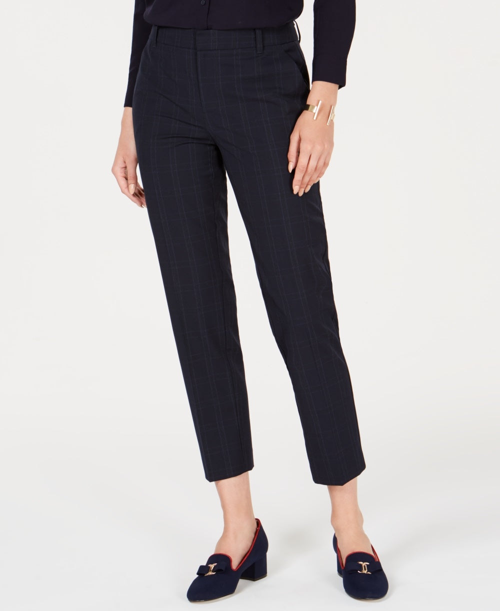 Calça feminina Charter Club Petite Plaid na altura do tornozelo, azul brilhante, tamanho 8 P