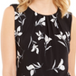 Blusa feminina Calvin Klein sem mangas com decote plissado e estampa floral, cinza, tamanho pequeno