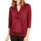 Blusa feminina Alfani com amarração no pescoço, tamanho vinho, tamanho PL