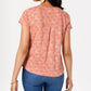 Camiseta feminina de algodão estampada com decote em V, tamanho PP, laranja, estilo &amp; co