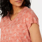 Camiseta feminina de algodão estampada com decote em V, tamanho PP, laranja, estilo &amp; co