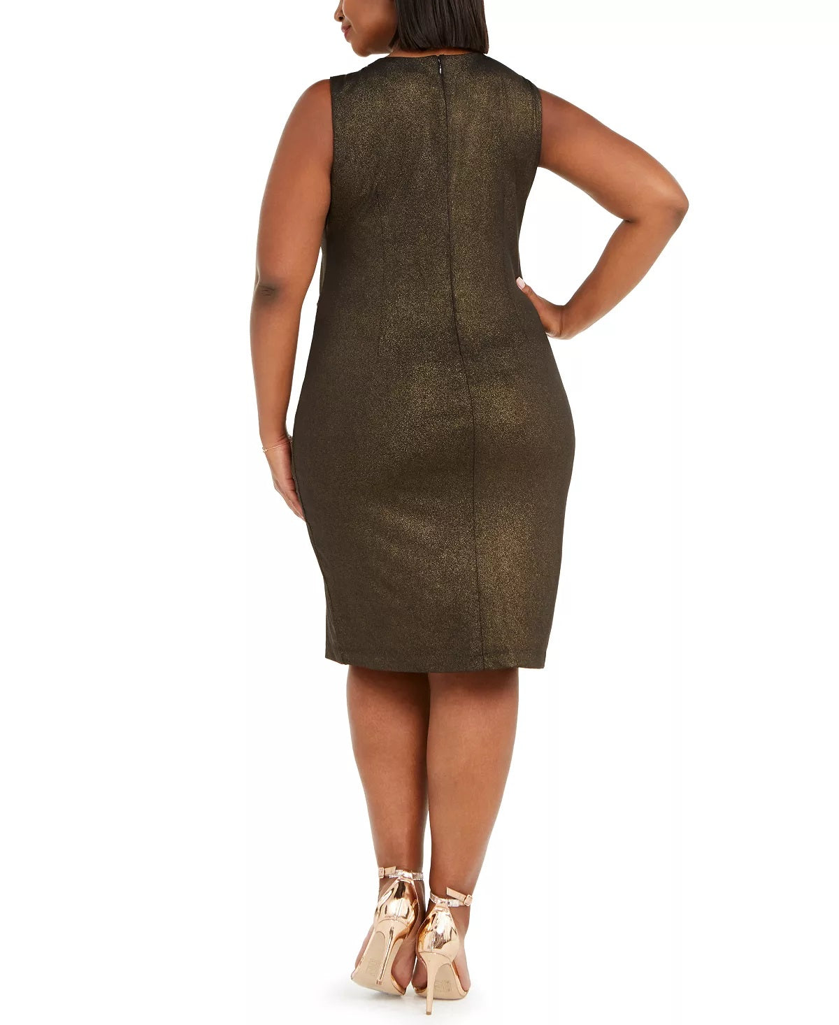 Vestido feminino plus size com franzidos laterais, preto, tamanho 24W