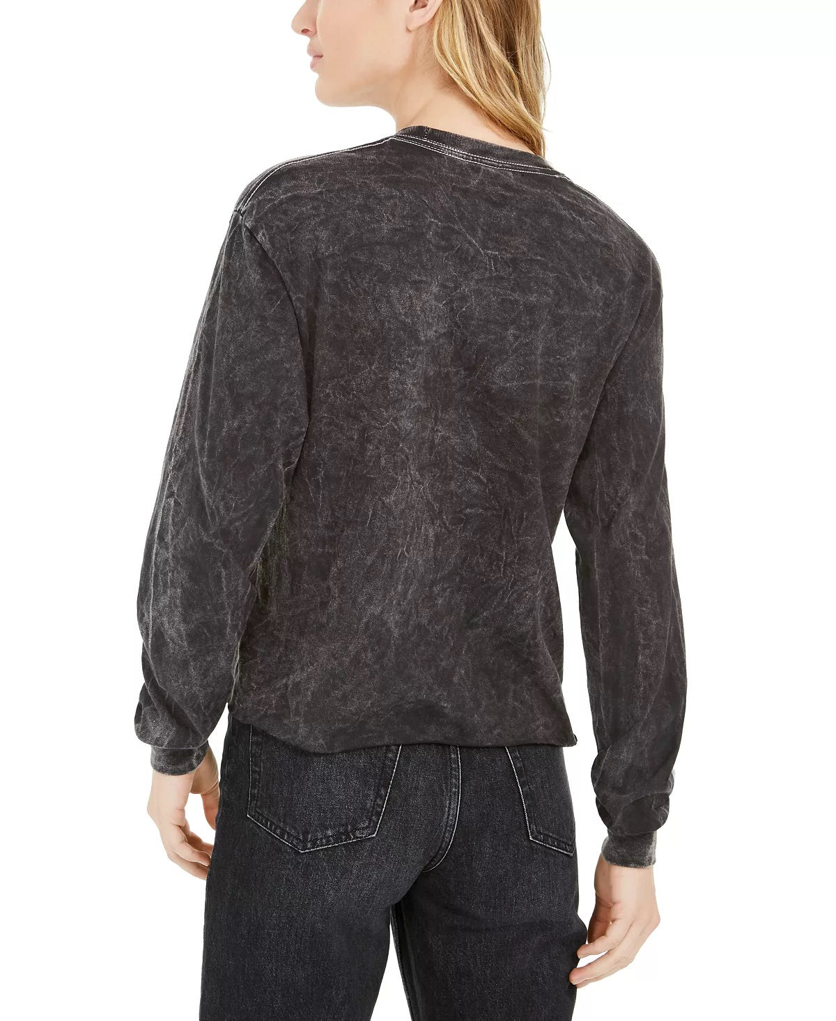 Camiseta feminina vintage com estampa de suculentas e manga comprida, preta, tamanho extrapequeno