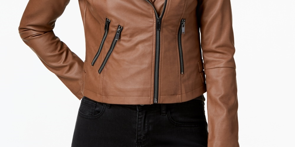 Jaqueta de couro sintético Coffeeshop Juniors Moto Bege Tamanho Grande