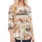 Karen Kane Montage Print Feminino Cano Alto Baixo Bege Tamanho Médio