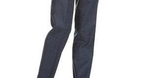 Calça de terno xadrez Hugo masculina, corte moderno, azul, tamanho 38