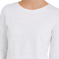 Charter Club Blusa feminina estampada com manga 3/4, branca, tamanho pequeno