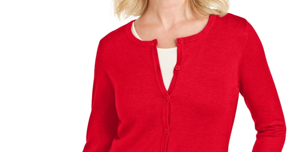 Cardigan feminino Karen Scott Colorblocked vermelho tamanho XX-G