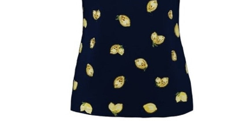 Blusa de algodão com estampa botânica e decote redondo feminina Karen Scott, azul, tamanho médio