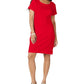 Vestido de algodão feminino Karen Scott com botões e ombros de fora, tamanho grande, vermelho