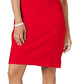 Vestido de algodão feminino Karen Scott com botões e ombros de fora, tamanho grande, vermelho