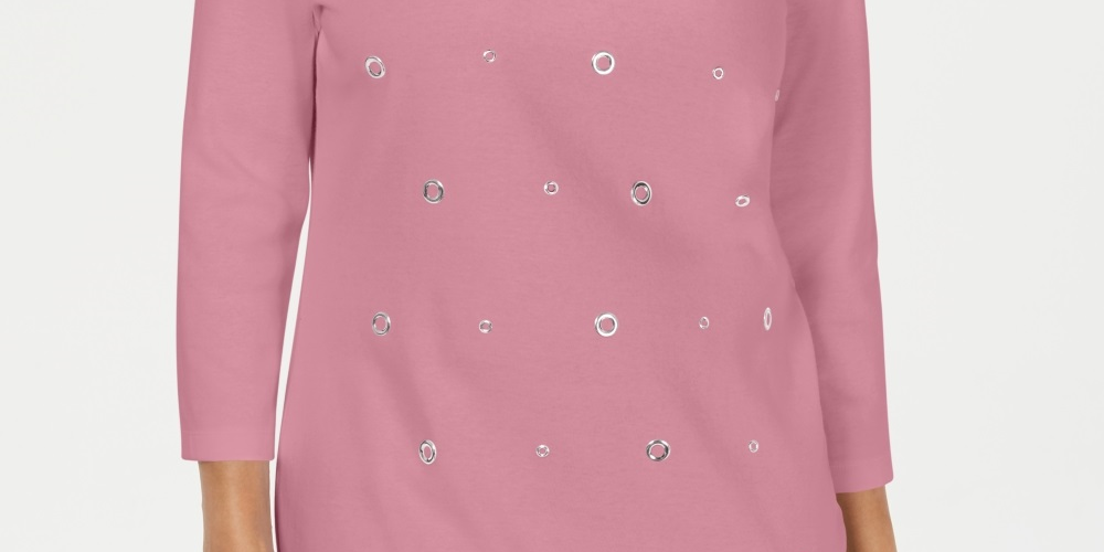Karen Scott Top Feminino de Algodão com Ilhós Rosa Tamanho X-S
