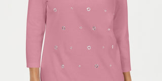 Karen Scott Top Feminino de Algodão com Ilhós Rosa Tamanho X-S