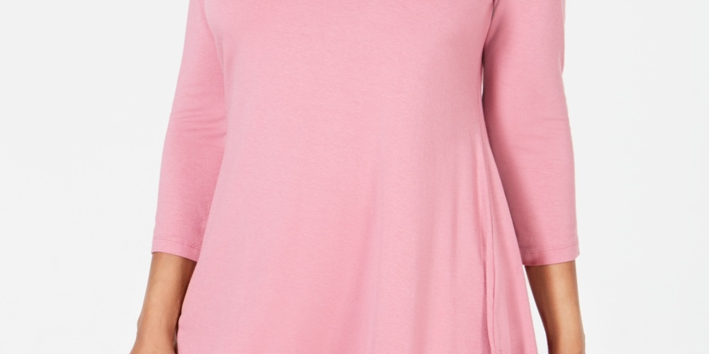 JM Collection Top feminino com decote em V e bainha em lenço, rosa, tamanho extrapequeno
