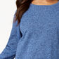 Karen Scott Blusa feminina de algodão mesclado com bainha curva, azul, tamanho X-S