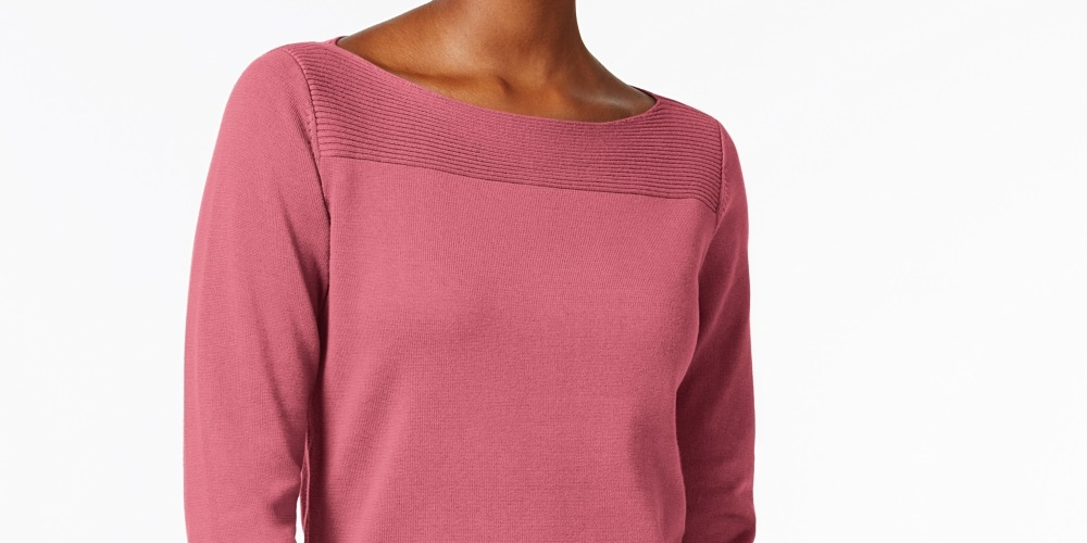 Suéter feminino Karen Scott de algodão com acabamento em botões, rosa, tamanho PS